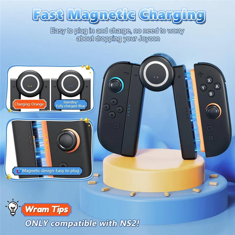 ABAC-For Nintendo Switch 2 Charging Grip, Magnetic Handle Controller With 5 Adjustable Rotation Positions For Joycon 2