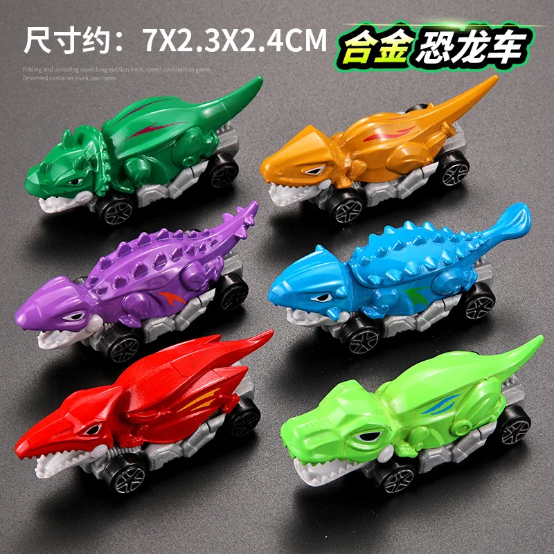 Set di auto con dinosauro in lega, Tyrannosaurus Rex/Triceratopo/Pterosauri/Mini scooter modello giocattolo per bambini regalo,XT08