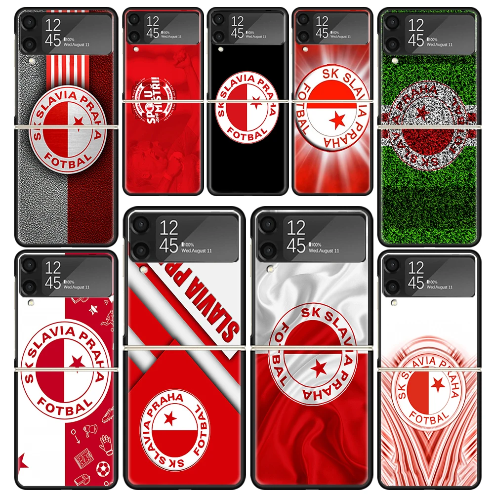 Sk Slavia Praha Czech Republic Clear Phone Case For Samsung Z Flip 5 4 3 Galaxy ZFlip 6 5G Shockproof Hard Print Cover TPU PC Co