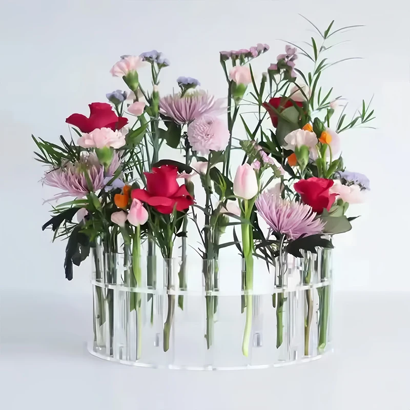 Clear Acrylic Test Tube Vase Flower Holder for Table Decoration Artificial Flower Stand Wedding Party Romantic Atmosphere Decor