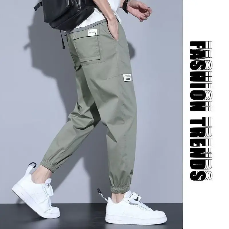 Casual Pants for Men Summer Thin Loose Tying Feet in Summer Slim Workwear Slim Feet Trousers
