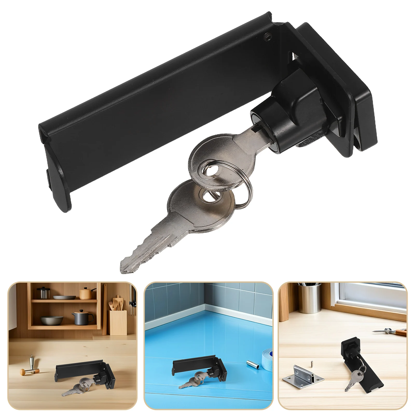 

No-Drill 90° Right Angle Door Lock Sliding Security Latch Bedroom Bathroom Easy Installation Anti-Theft Privacy Lock Home Safety