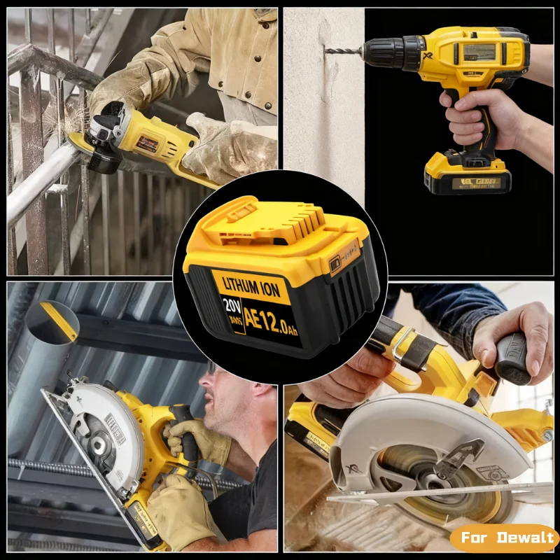 👍 Для аккумулятора DCB200 20 В, совместимая с электроинструментами dewalt, 18 В, 12 Ач, перезаряжаемые литиевые батареи для электроинструмента, 20 В, 18 В