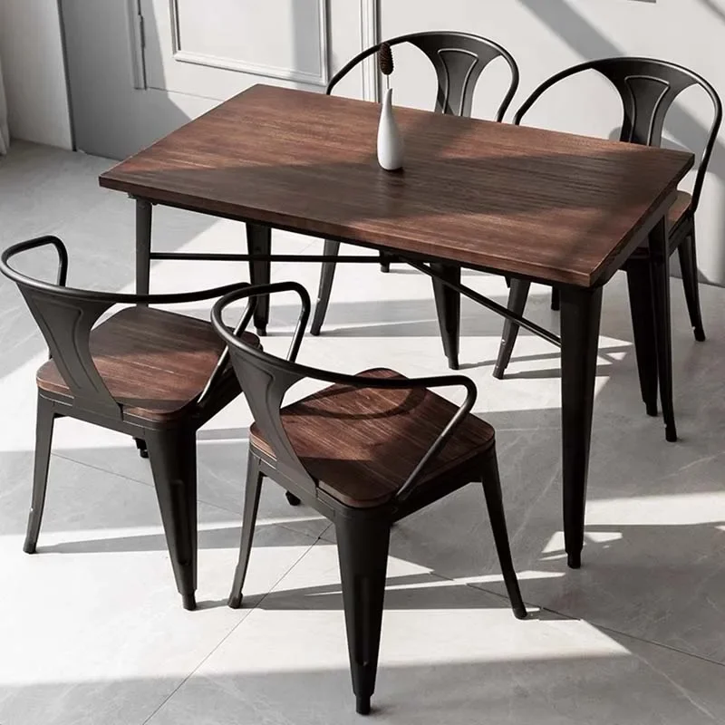 

Oilproof Waterproof Dining Table High European Wood 4 Chairs Luxury Tables Living Room Modern Nordic Mesas De Comedor Furniture