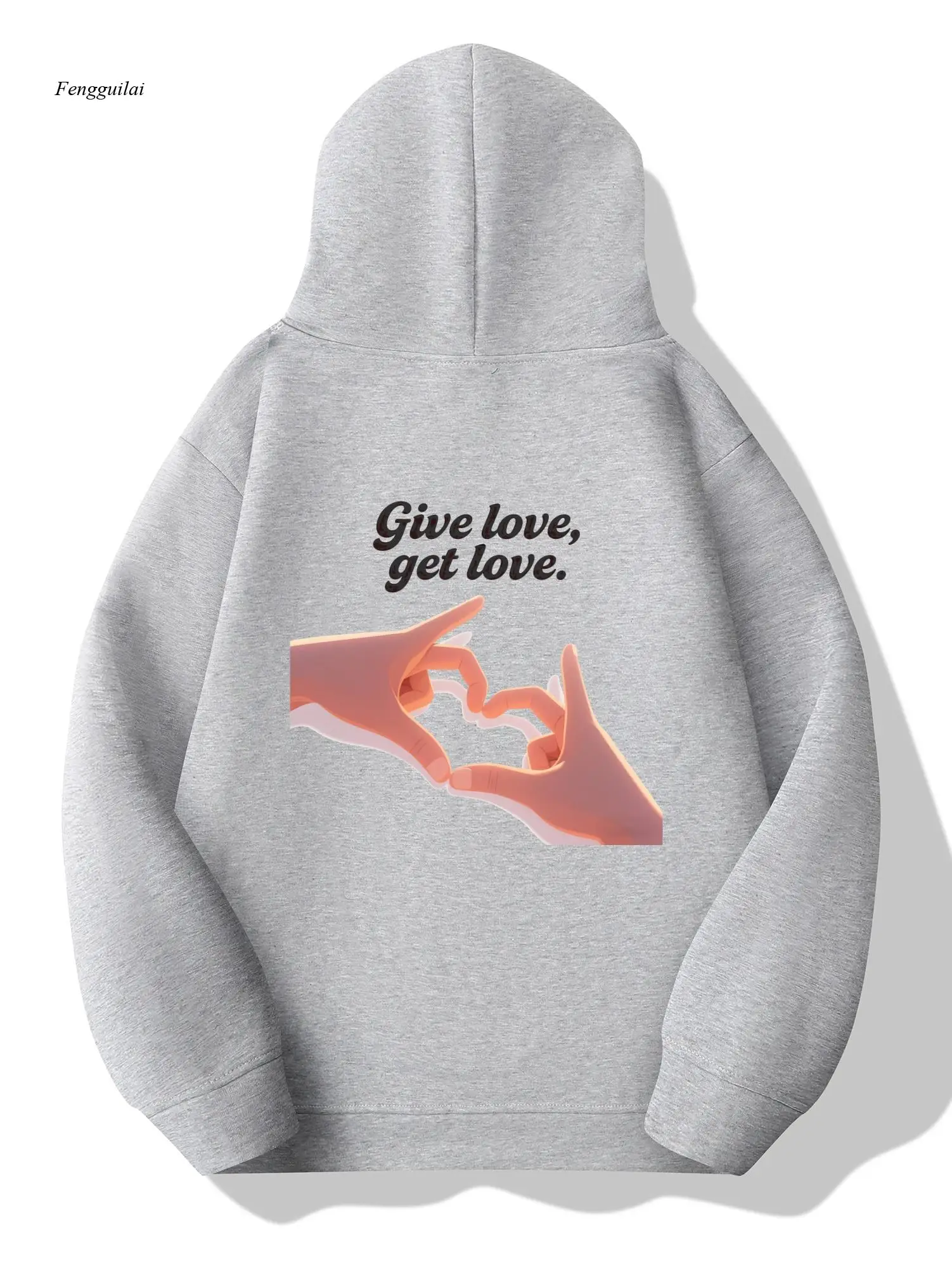

Толстовка с капюшоном и принтом «Give Love, Get Love» — мягкий повседневный пуловер с капюшоном, уличная одежда с длинными рукавами Essential
