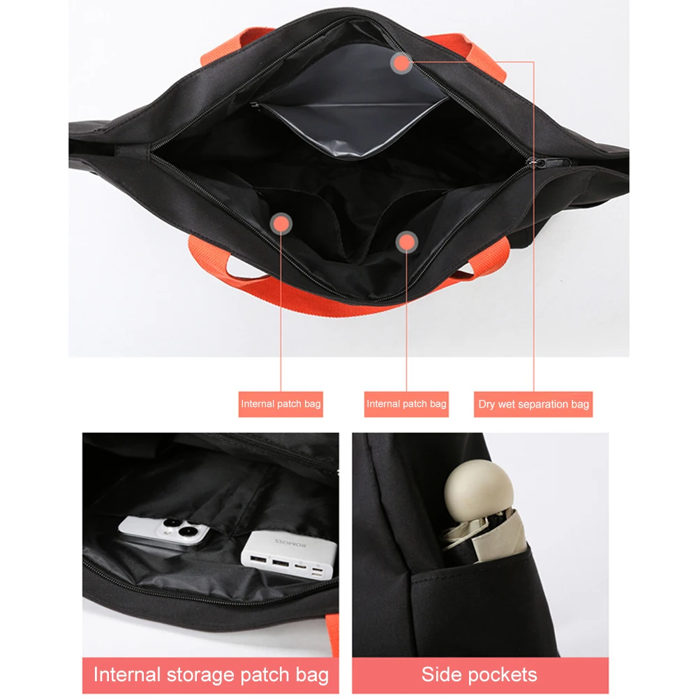 1 قطعة حقيبة حمل رياضية نسائية مقاومة للماء مع جيب جاف/رطب للسفر والعمل والتسوق والتمارين الرياضية والتخزين المنظم