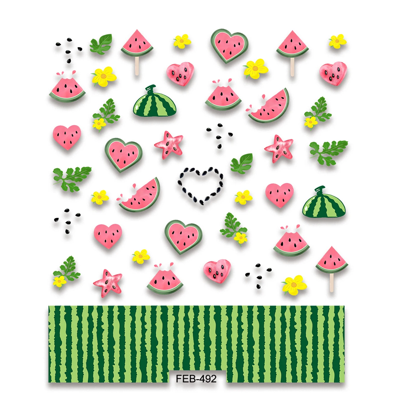 Summer refreshing fruits Watermelon 5D Nail Sticker Girls Adhesive Tattoo Nails Decoration relief