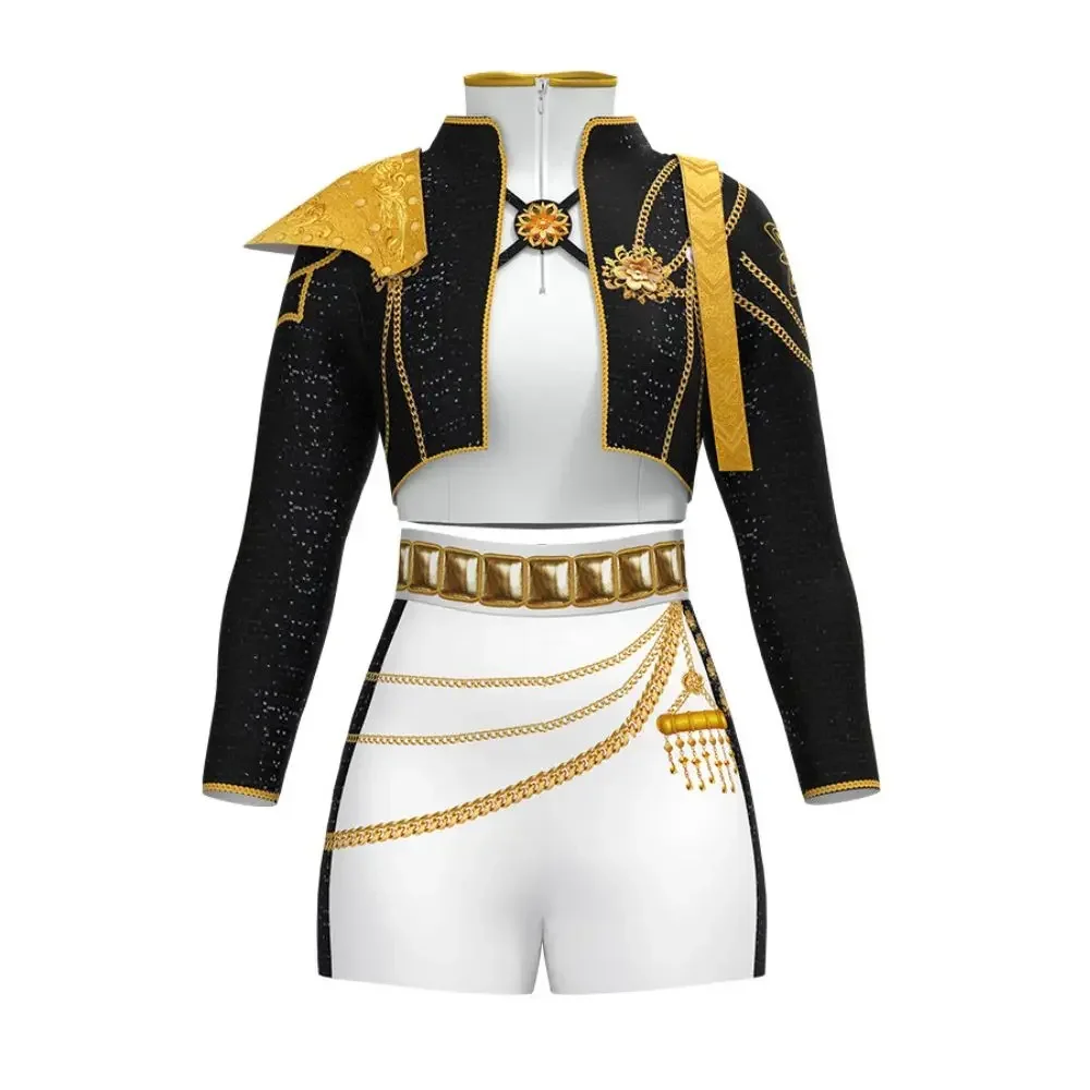 أزياء رومي زوي ميرا شيطان الصيادين Kpop التأثيرية للأطفال البنات ملابس مطبوعة ملابس لعب الأدوار بدلة كرنفال الهالوين