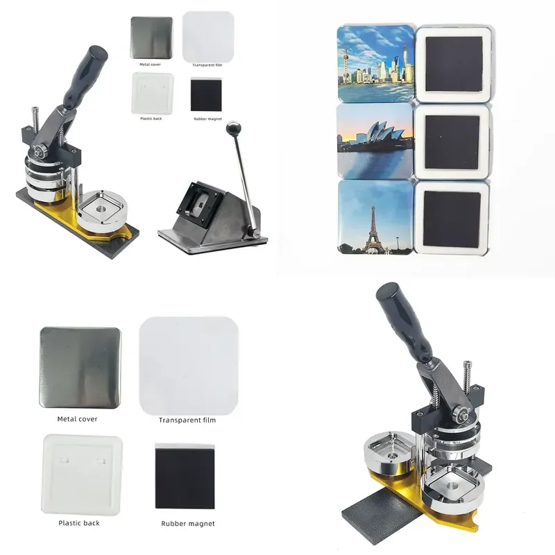 2026CE High Quality 50mm 2*2inch Square Photo Magnet Fridge Magnet Making Machine Kit with Table Cutter and 500sets Magnet