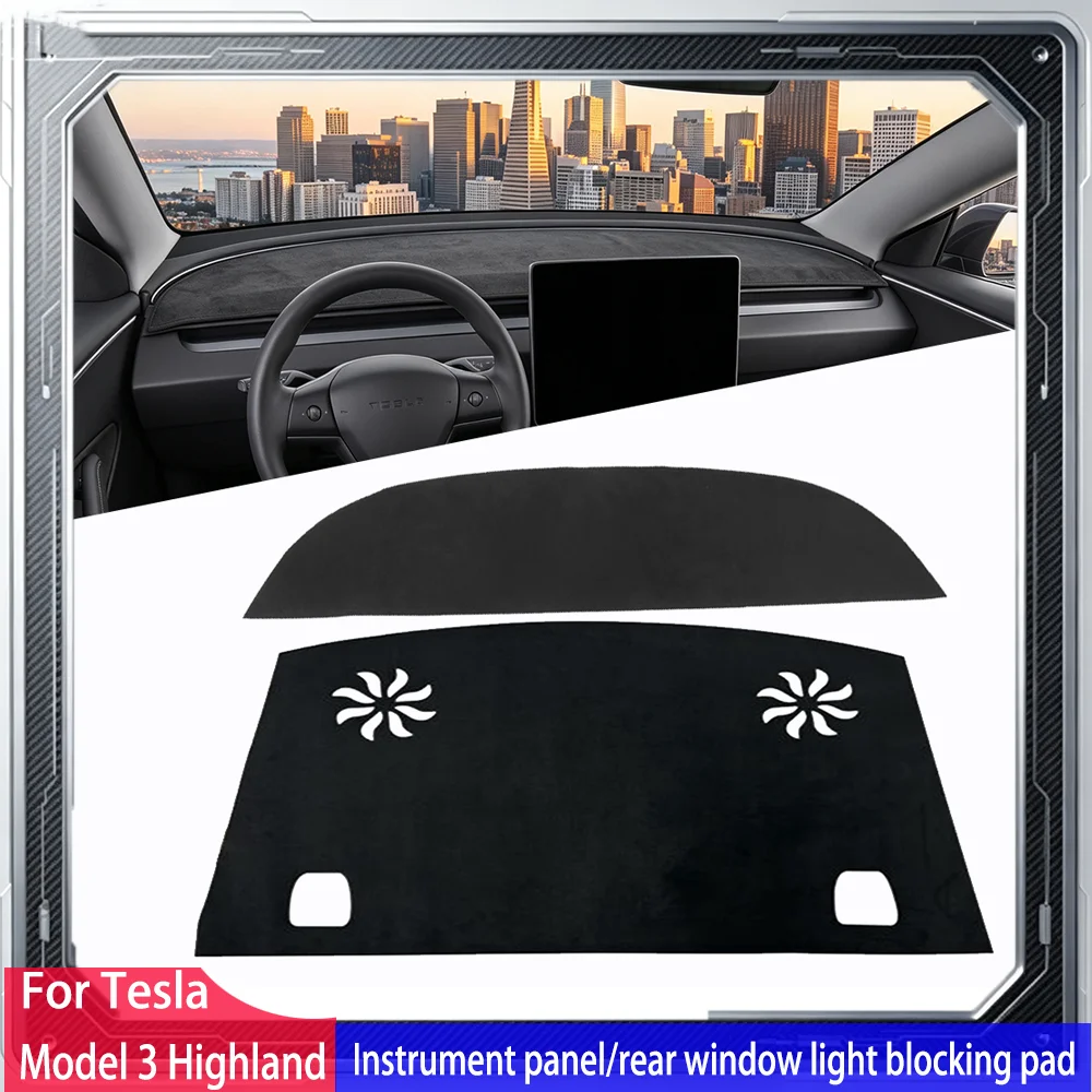 Anti‑UV Anti‑Glare Dashboard Cover Dash Mat Protector Pad For Tesla Model 3 Highland 2024 2025 2026 Car Interior Accessories
