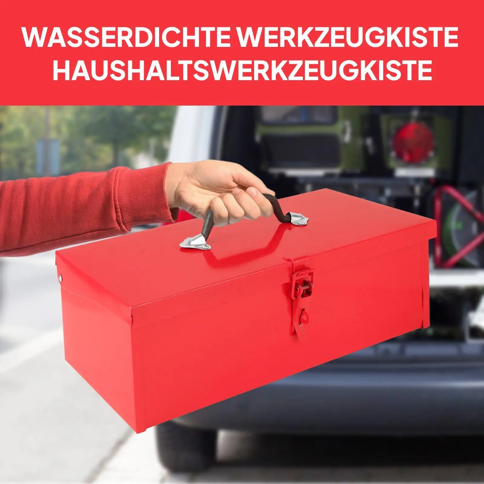 Iron Tool Box Portable Metal Storage Case Empty Tool Organizer with Handle for Workshop Garage Home
