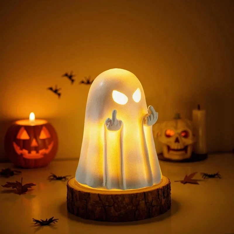 Middle Finger Cute Ghost Statue Ghosts Small Scary Ghost Figurines Halloween Home Decorations A Small Gift For A Friend