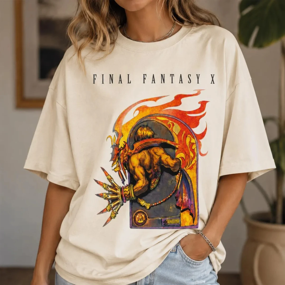 Ifrit X Sin Monster T-shirt: Artistic T-shirt Inspired By Video Games for Women, Fun T-shirt for Daily Casual Wear