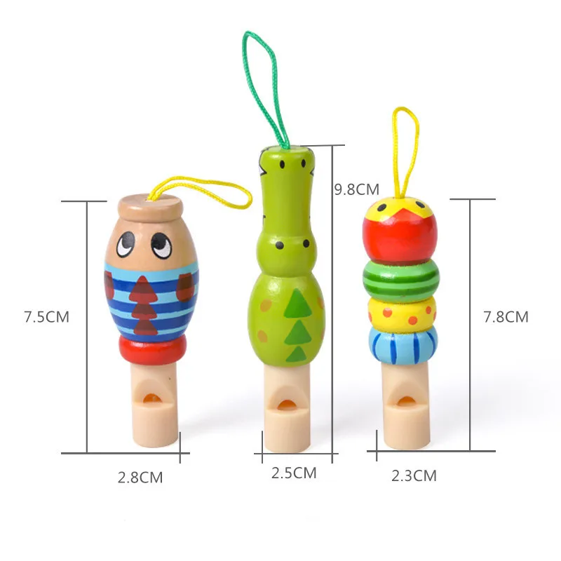 Cute Mini Animal Pirate Shape Wooden Whistle Music Toy Jewelry Pendant Early Education Teaching Aids Children\'s Holiday Gift