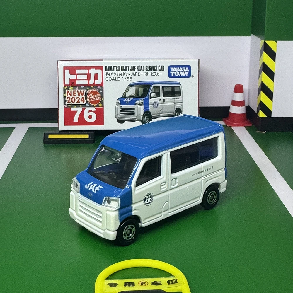 Takara Tomy Tomica No.76 Daihatsu Hijet JAF Road Service mobil Alloy Diecast Model Metal hadiah Natal Anak laki-laki