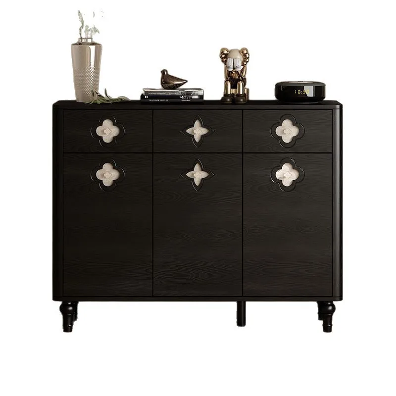 

French, retro, shoe cabinet, black, solid wood, home, door, storage