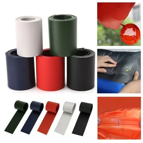 Imagen 2 del producto Parche de reparación de PVC para barcos inflables, herramienta adhesiva de reparación especial para bote, Kayak, piscina, goma, cinta fuerte, 4 piezas, 100x5cm