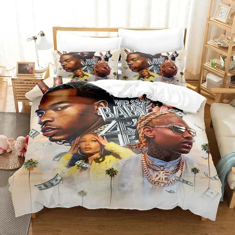 Rapper lil baby Bedding Set Boys Girls Twin Queen Size Duvet Cover Pillowcase Bed Boys Adult Fashion Home Textileextile