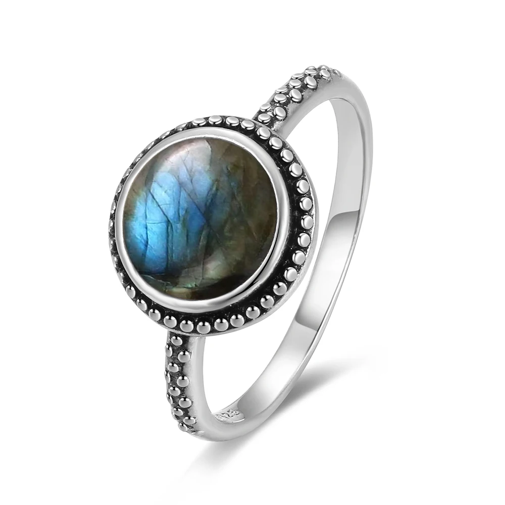 Women's Labradorite 925 Silver Ring with Rainbow Light, Gift