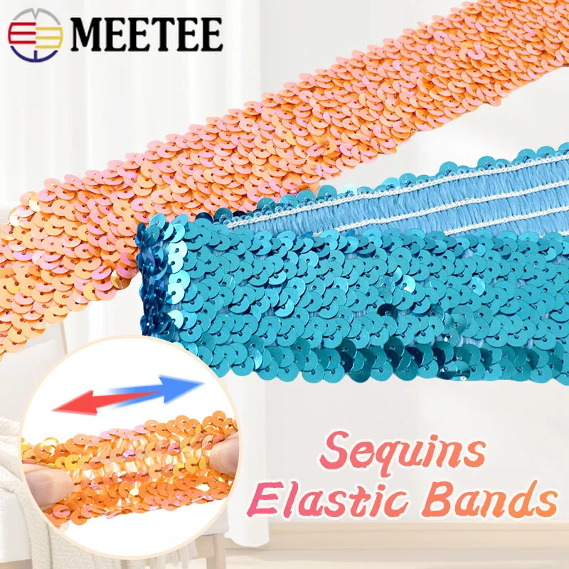 

2/5M 45mm Skirt Sequined Lace Trim Ribbon Bag Skirts Docor Stretch Tape Clothes Dance Dress Elastic Band DIY Sewing Accessories