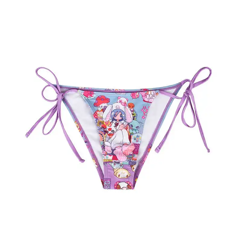 Cute KT Bikini Japanese Style Cartoon Swimwear Sexy Gathered Small Chest Thermal Spring Beach Vacation Two-Piece Swimsuit - Image 3