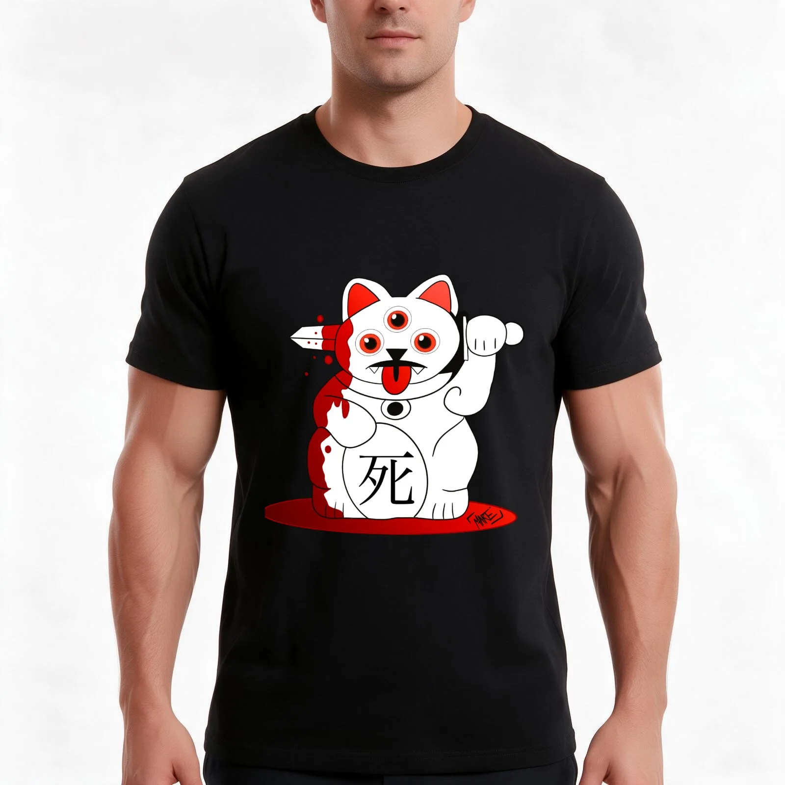 Dead maneki neko @Marte Men T Shirt funny t shirts dark humor