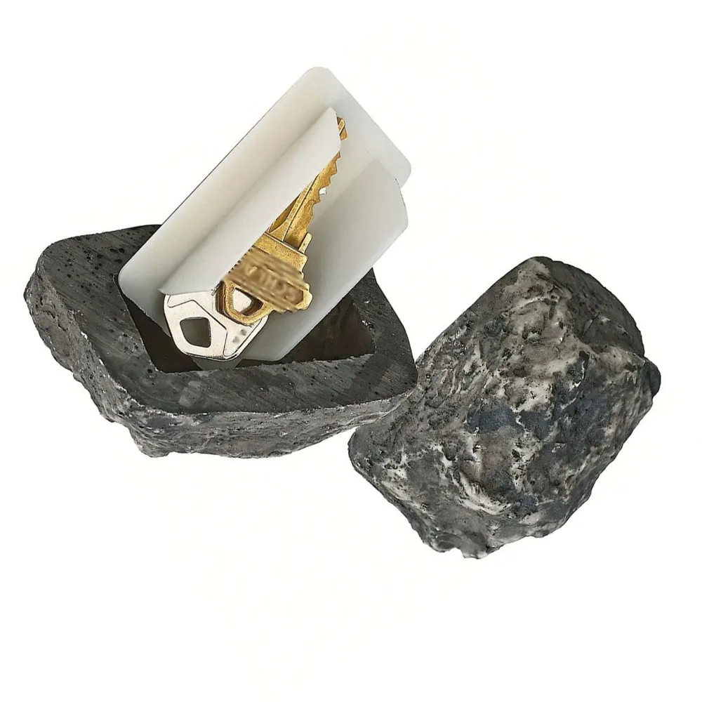 Realistic Plastic Fake Stone Key Box Ink color 8.3 x 5.7 x 4.5cm Fake Rock Key Hider Outdoor Key Hider Box Outdoor Patio