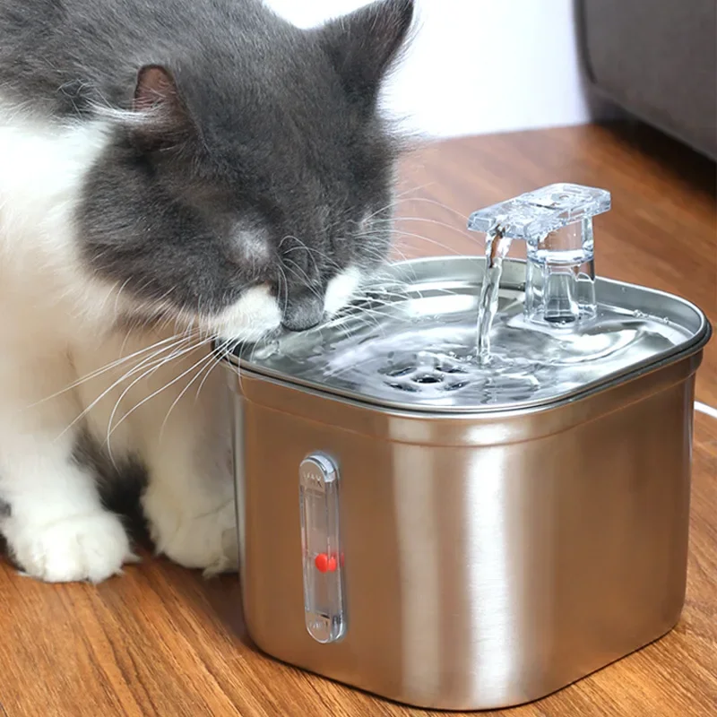 

Stainless Steel Cat Drinking Fountain 2.2L Automatic Pet Drinking Dispenser Cat Water Feeder