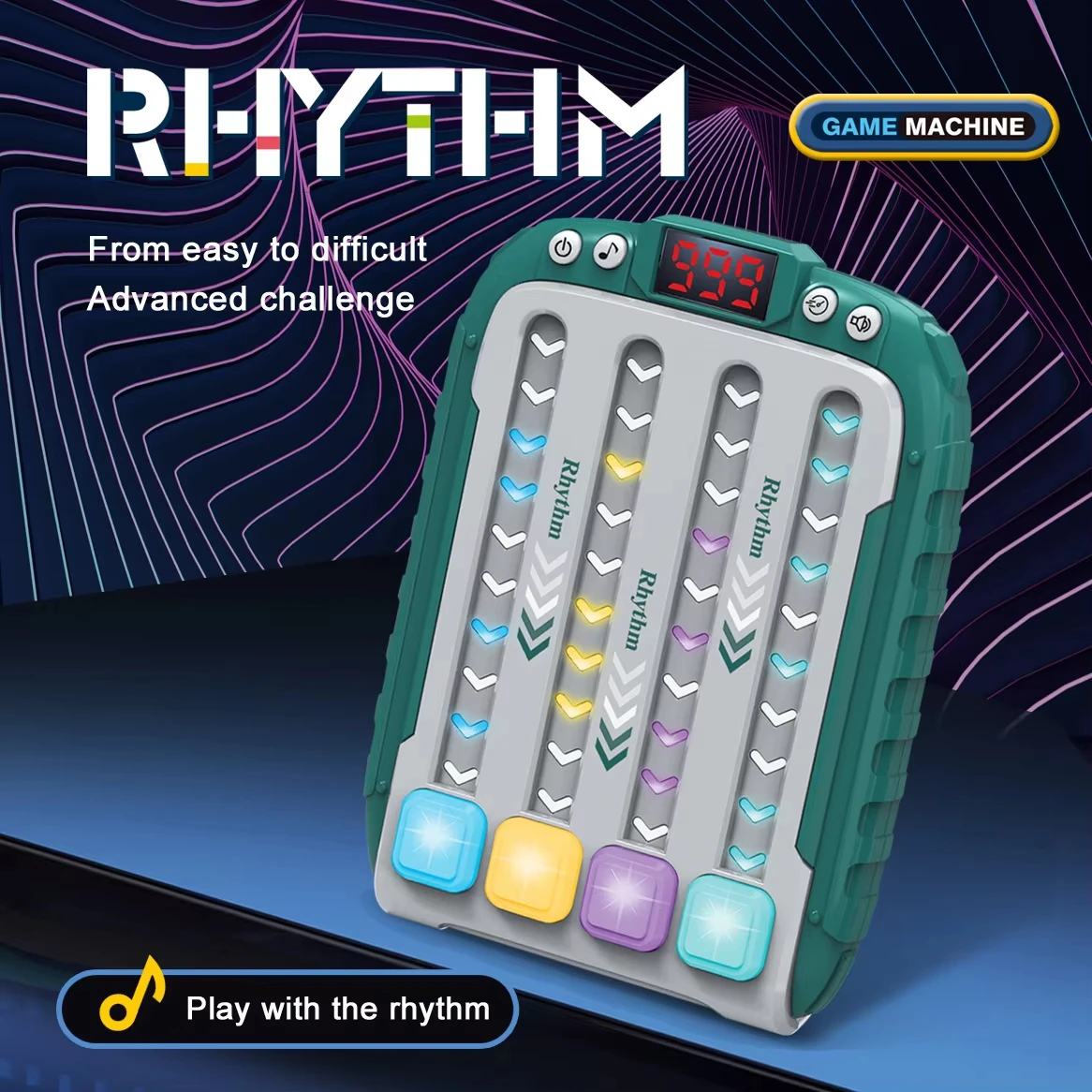 Stress Relief Fast Push Bubble Fidget Roller Toys Quick Push Bubble Game Fidget Toys for Rhythm Handheld Game Machine Light Up