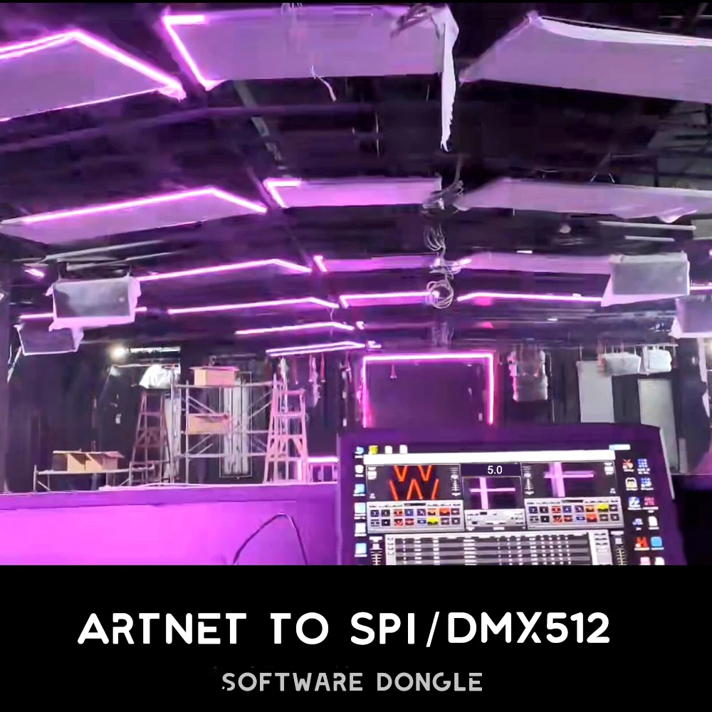 Artnet to Spi / Dmx Controller Software Stage Light Dmx512 Console Dj Controller Equipment 5.0/5.5 Dongle And Software