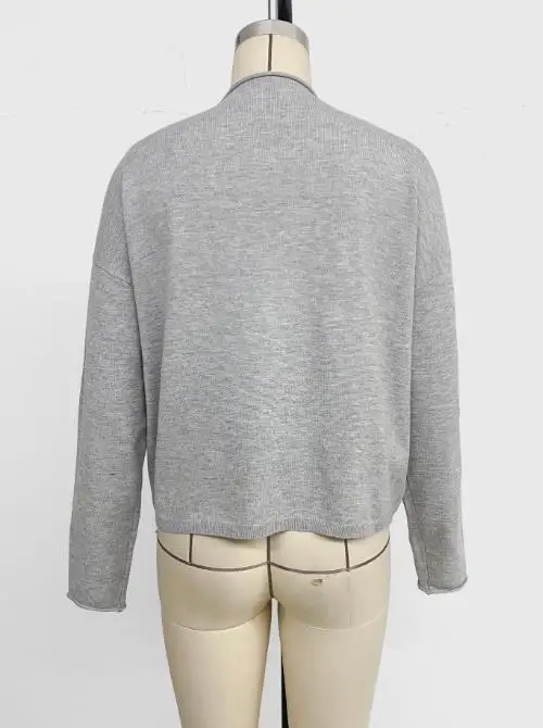 Frauen Casual Einreiher Einfarbig Strickjacke Herbst Neue Mode frauen Rundhals Pullover Jacke Top