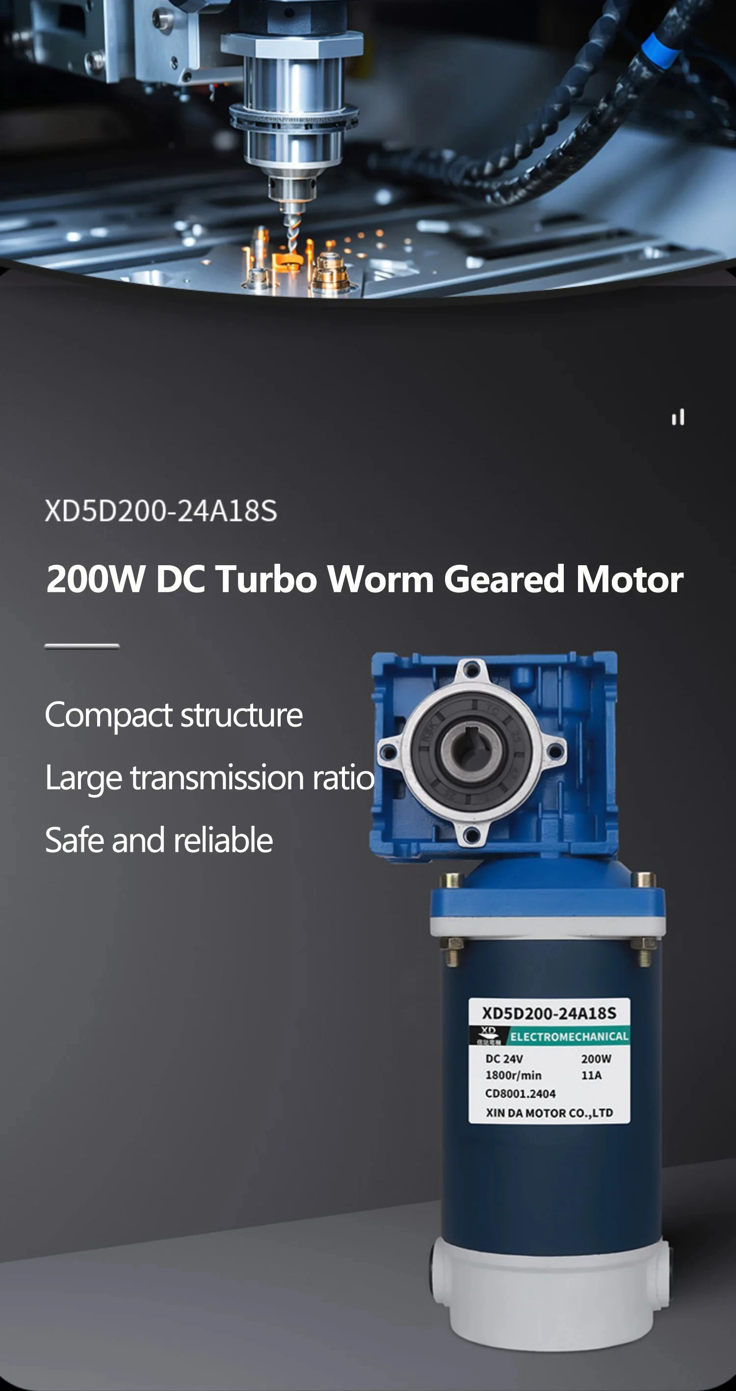 NMRV30 Motore a ingranaggi a vite senza fine CC da 200 W sicuro e affidabile 12 V 24 V con albero di uscita singolo RV30 Velocità regolabile può CW CCW