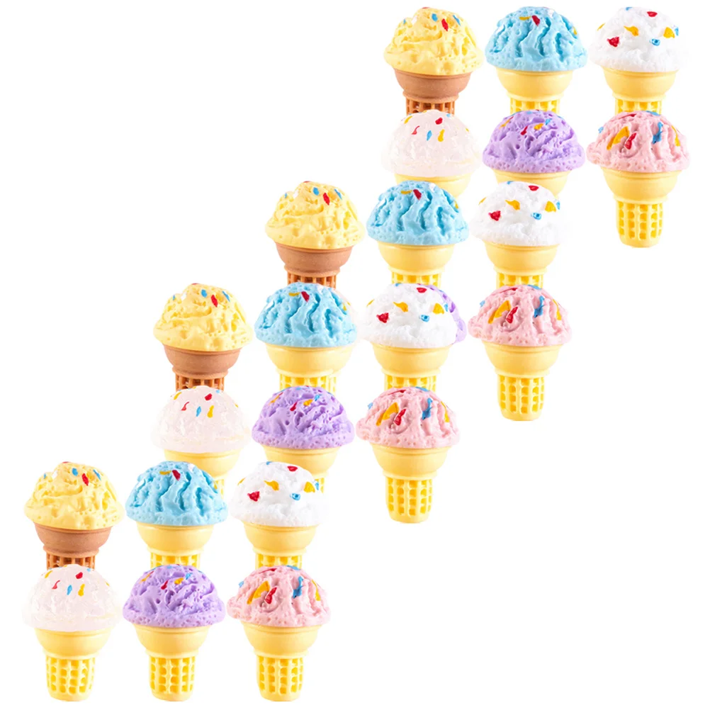 24 قطعة آيس كريم صغير الحلو مخروط الغذاء اللعب الراتنج محاكاة الحلوى لملحقات المنزل الصغير ديكور ذاتي الصنع منزل الدعائم المطبخ #6