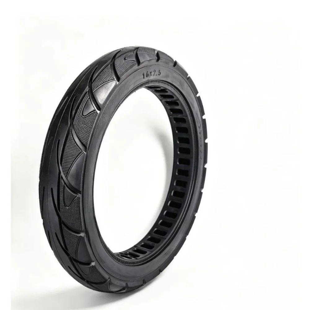 16x2.50 Solid Rubber Tire for Electric Scooter Featuring Lightweight Hollow Build and Consistent Rolling Resistance