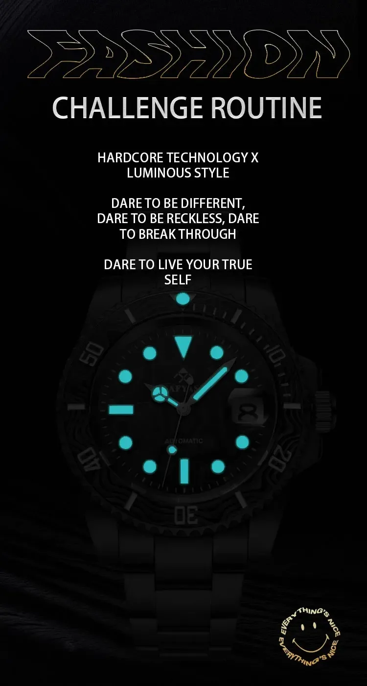 Reloj Automático KAFYASE para hombre, reloj de pulsera mecánico militar de 40mm, bisel de fibra de carbono, zafiro luminoso, clásico de 5ATM