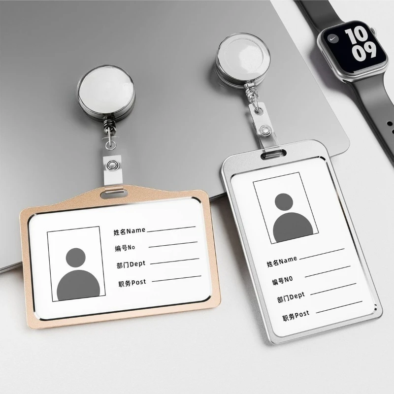 1pc Aluminum Alloy Card Badge Holder Business Work Card With ABS Retractable Badge Reel Pull ID Card Holder Nurse Accessories