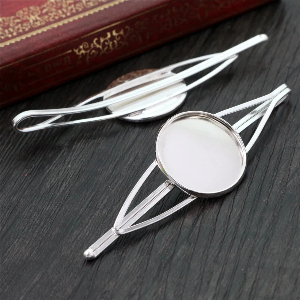 20mm 5pcs High Quality Bronze Silver Plated 7 Colors Copper Material Hairpin Hair Clips Hairpin Base Setting Cabochon Cameo