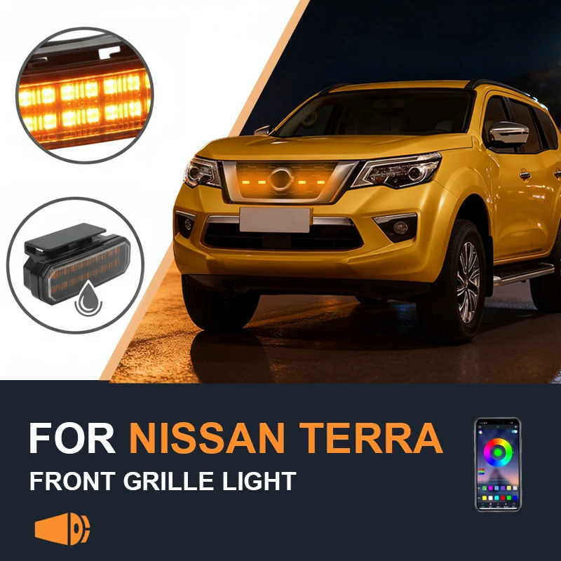 

FOR NISSAN Terra Specialized center grid small yellow light Front Grille Lights LED Decorative Warning Light Pickup 12V ﻿