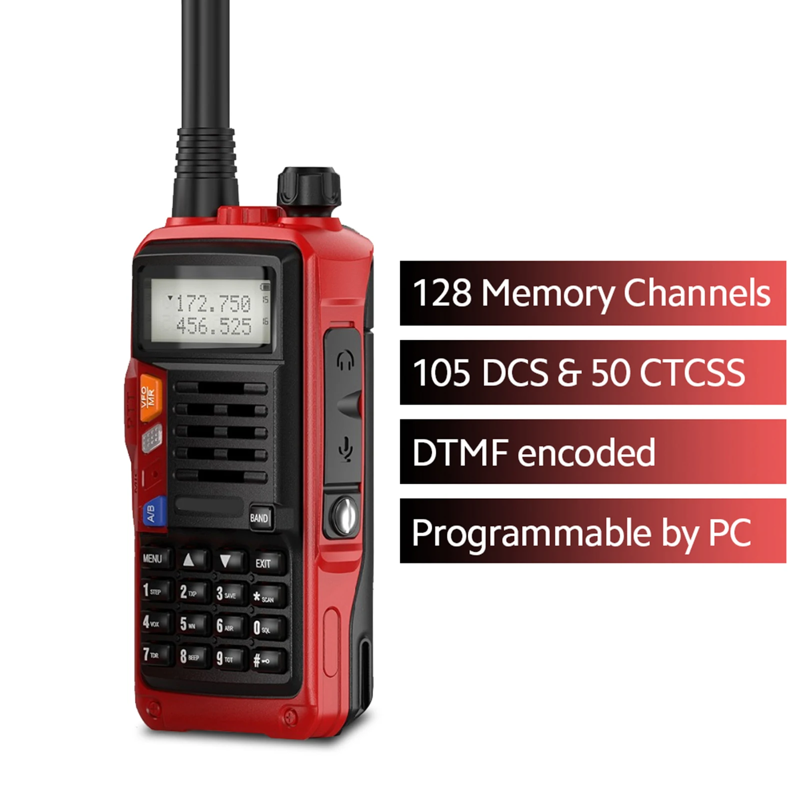 BAOFENG UV-S9 III جهاز اتصال لاسلكي محمول ثلاثي الموجات 10 وات هام راديو 2 هوائي 10 كجم طويل المدى وظيفة VOX 128CH أحمر، قابس الاتحاد الأوروبي #3