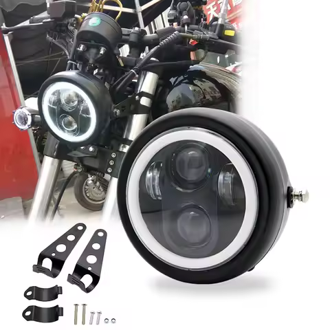 Motorcycle 5.75 Inch LED Headlight /Housing For Harley Sportster Iron 883 Dyna Triumph Street Speed Triple 5 3/4" H4 Headlamp