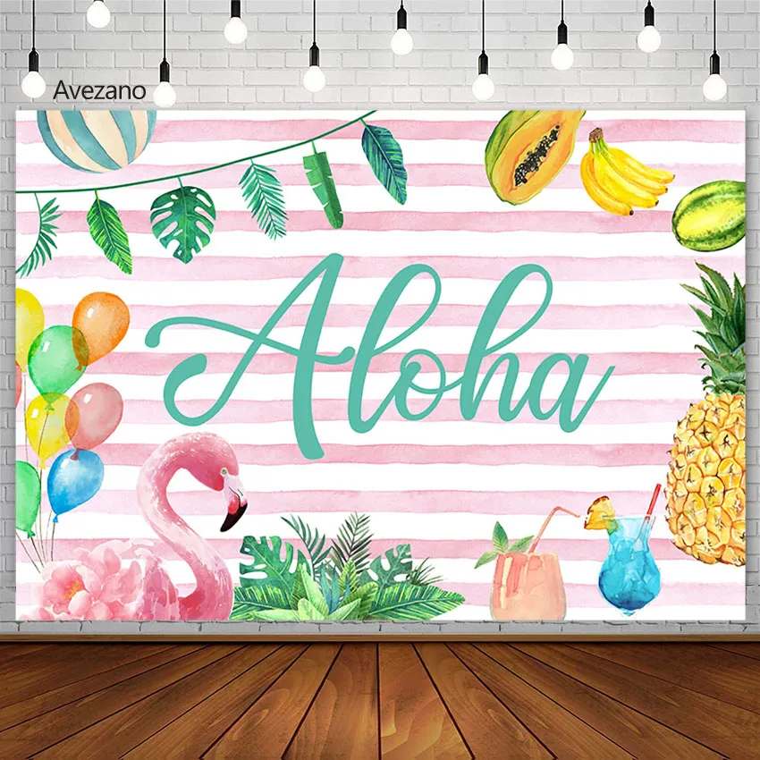 

Avezano Backdrop Aloha Tropical Hawaii Flamingo Child Birthday Party Summer Fruit Photography Background For Photo Studio Decor