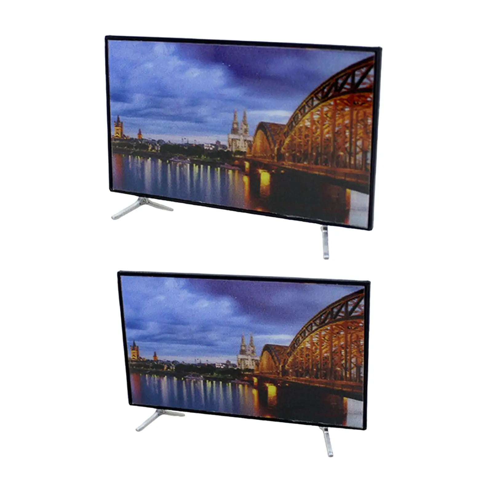 Televisi Rumah Boneka 1/12 dengan Tampilan Layar Gambar TV Mini Dekorasi Berdiri