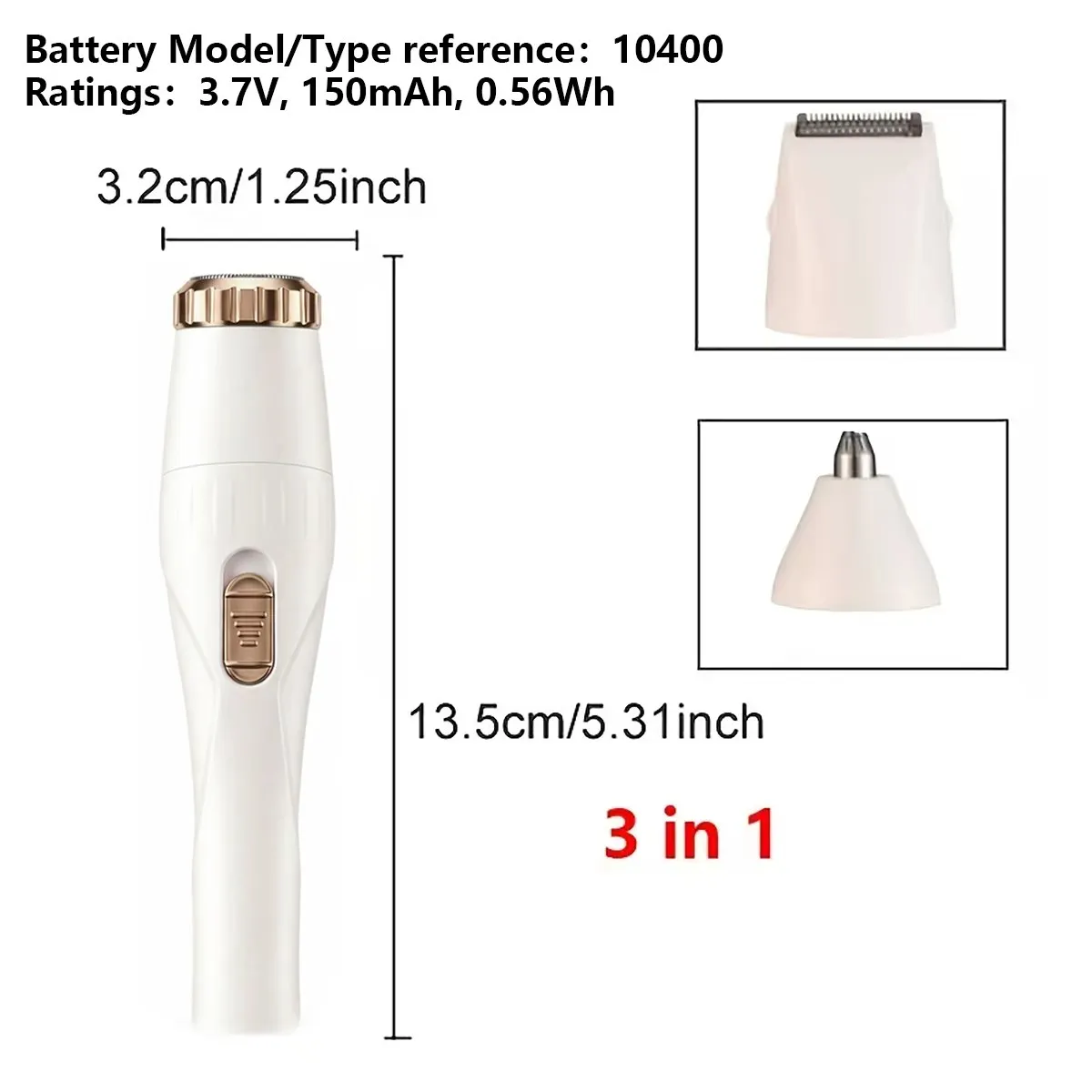 3-in-1 Multifunctional Trimmer for Women: Body Hair Trimmer, Nose Hair Trimmer, Eyebrow Trimmer, and Blade-Type USB Charging, with Replaceable Brush Heads, Easy to Use, Perfect Gift for Women