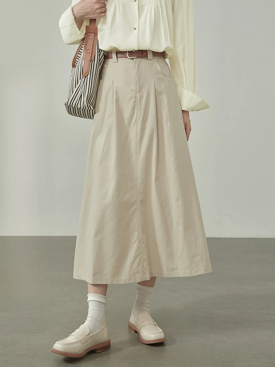 

High Waist Casual A-Line Skirt Women's Versatile Design Spring 2026 Slimming Sle Cotton Blend Comfortable Fit
