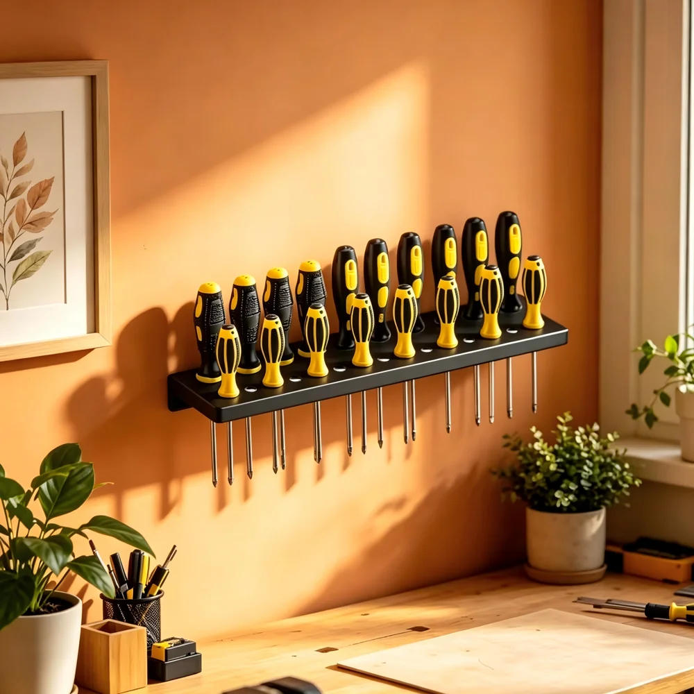 Screwdriver Holder, Wall Mount Storage Rack Organizer for Workshop, Shed, Garage, Home