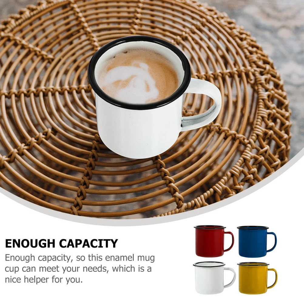 4 Pcs Retro Drinking Cup Enamel Coffee Mug Espresso Household Fashioned Vintage Style Creative