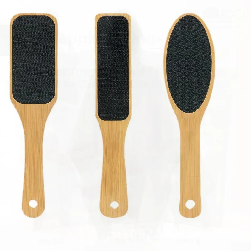 

Стеклянная пилка для ног с бамбуковой ручкой для удаления омертвевшей кожи, инструмент для ухода за ногами