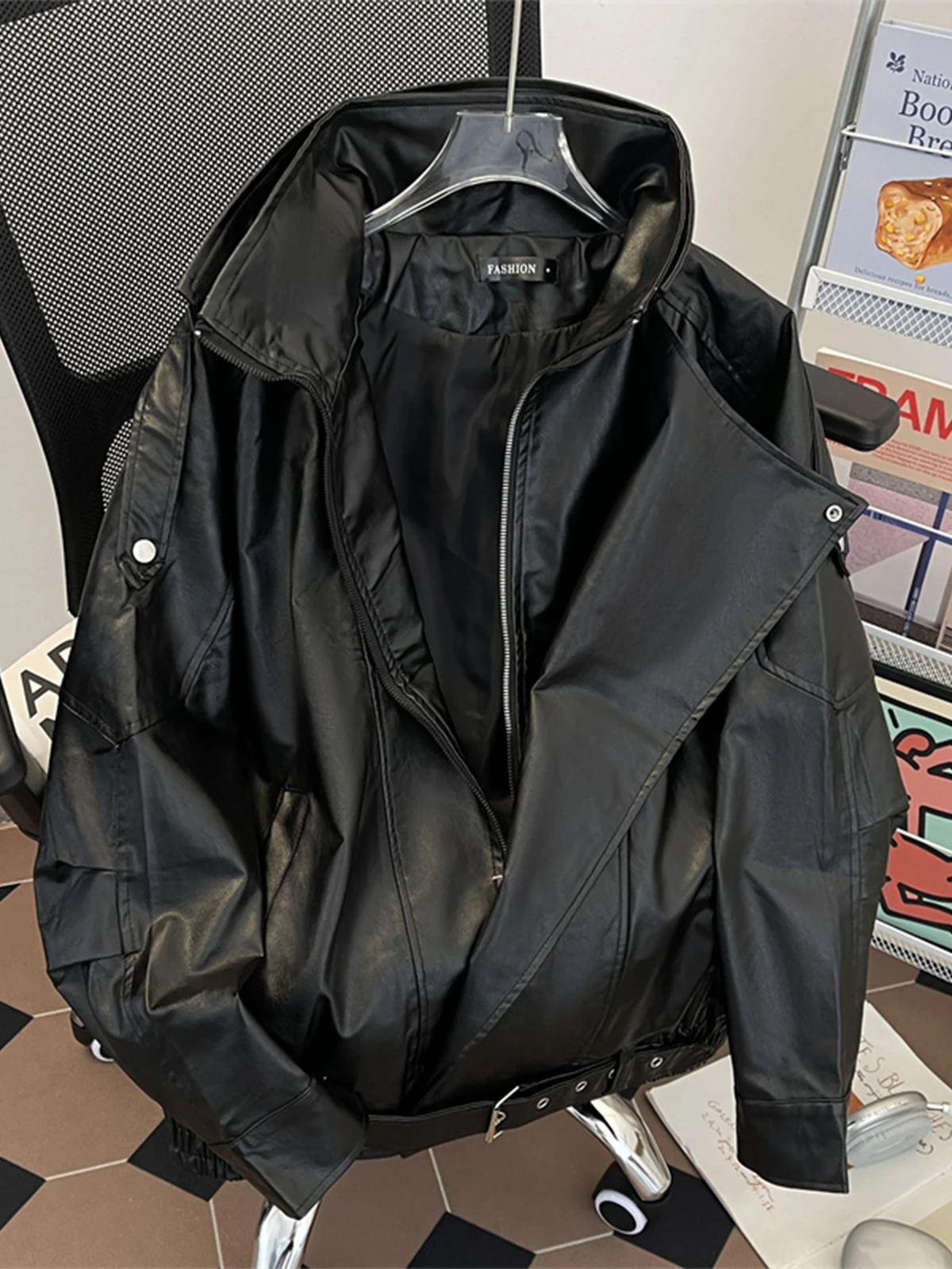 

Женская черная готическая кожаная куртка, пальто, винтажная мотоциклетная куртка из искусственной кожи, уличная верхняя одежда больших размеров, одежда 2000-х годов, осень-зима