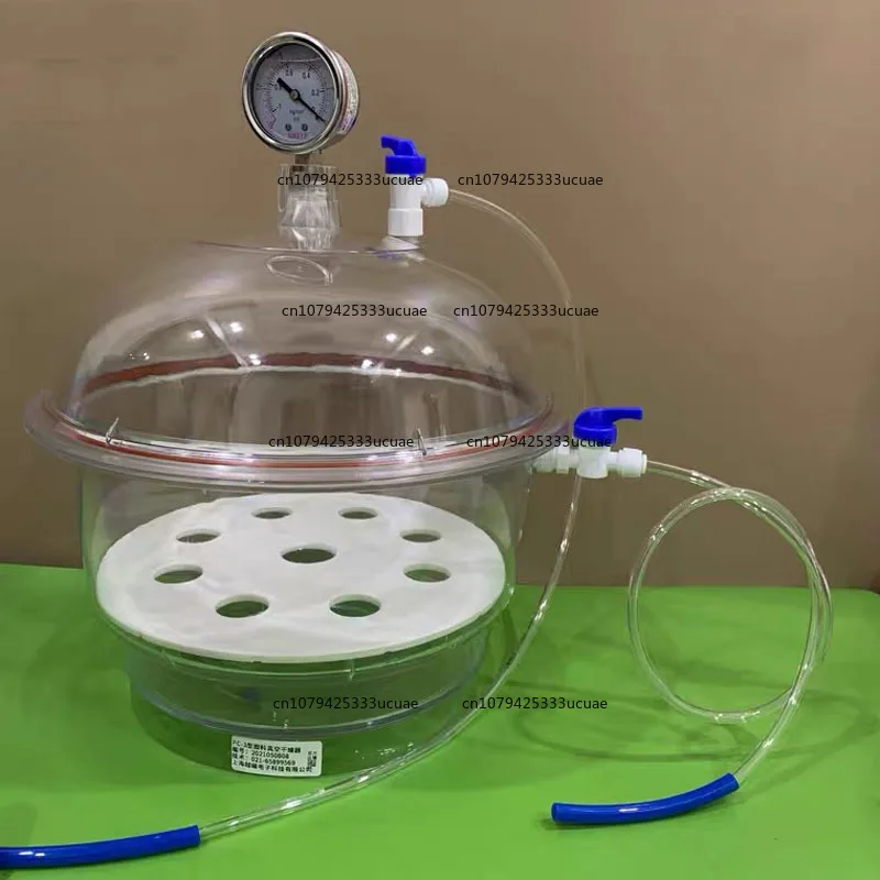 2025 PC-3,252MM polycarbonate vacuum dryer. For laboratory use. Transparent drying kettle. Double valve with pressure gauge