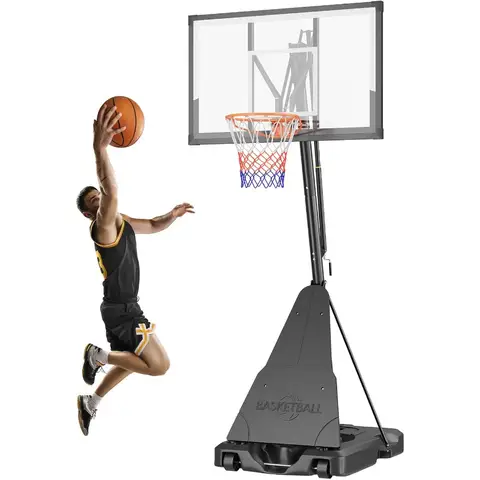 Cesta de basquete ao ar livre com 33 44 Polegada placa traseira inquebrável 510ft regulação contínua manivela ajustar sistema de gol de basquete fo